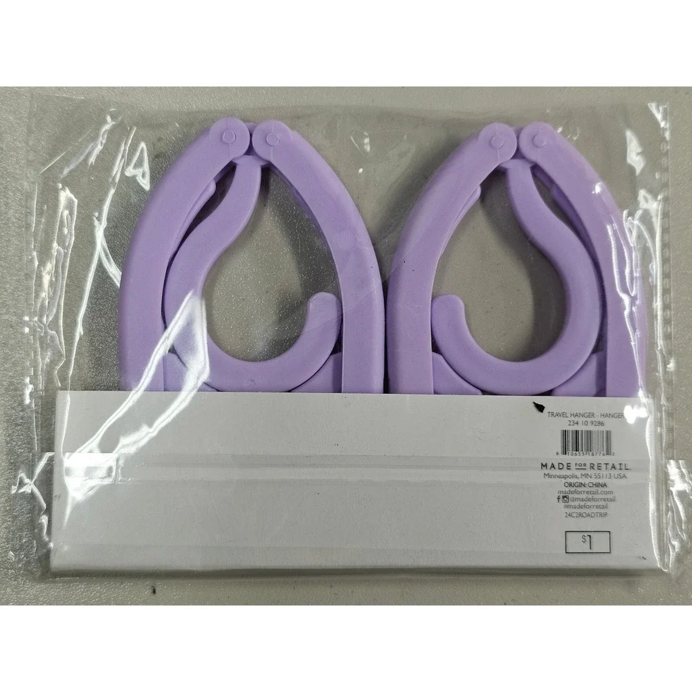 Made For Retail Purple Foldable Travel Hangers 10 Pack 5 Sets of 2 Portable New